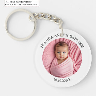 Special Photo Girl's Baptism Favour Key Ring