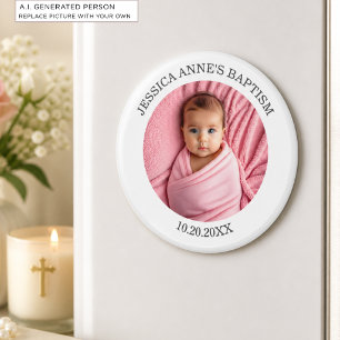 Special Photo Girl's Baptism Favour Magnet