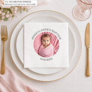 Special Photo Girl's Baptism Napkin