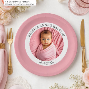 Special Photo Girl's Baptism Paper Plate