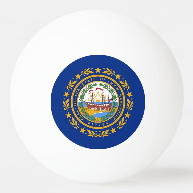 Special ping pong ball with Flag of New Hampshire (Back)