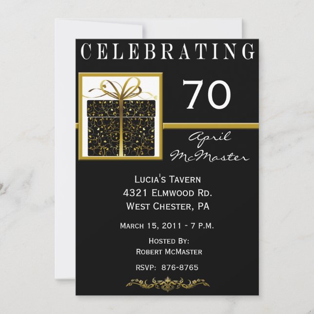 Special Present 70th Birthday Party Invitation (Front)
