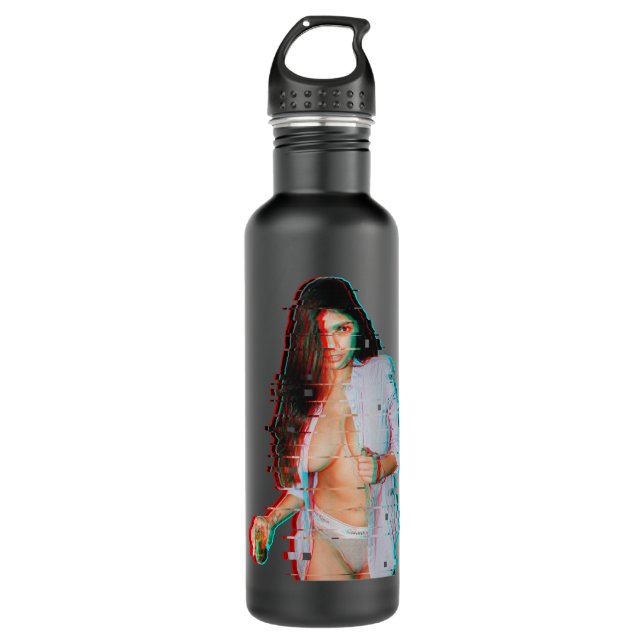 Special Present Men Women Mia Khalifa Glitched Art 710 Ml Water Bottle (Front)