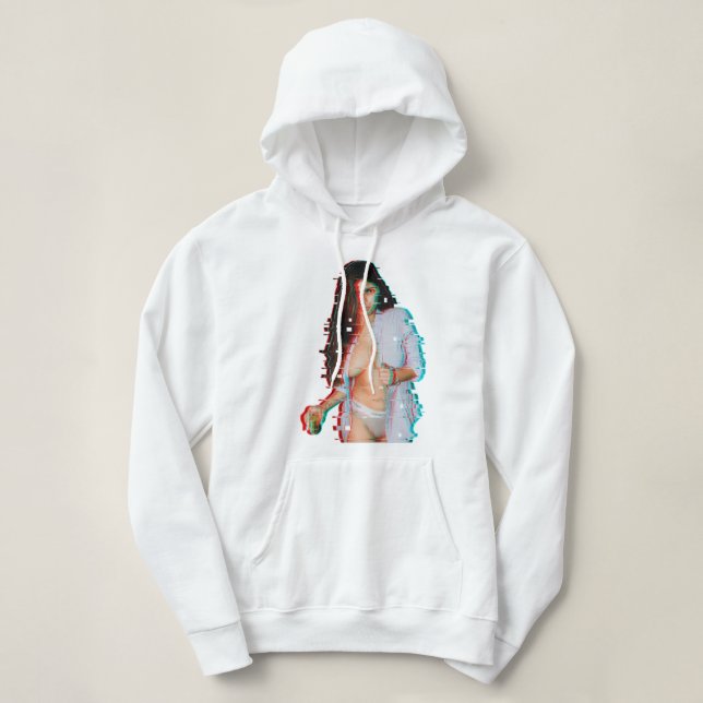 Special Present Men Women Mia Khalifa Glitched Art Hoodie (Design Front)
