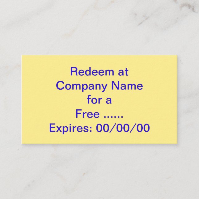 Special Promotion Coupon for Your Business Card (Front)