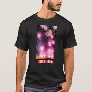 Special Purple Fireworks Over Water   T-Shirt