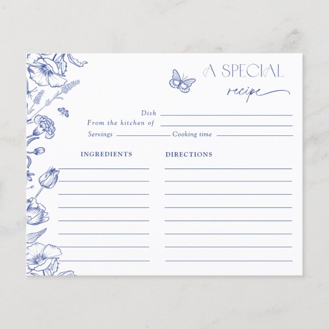 Special Recipe Something Blue Floral Bridal Shower (Front)