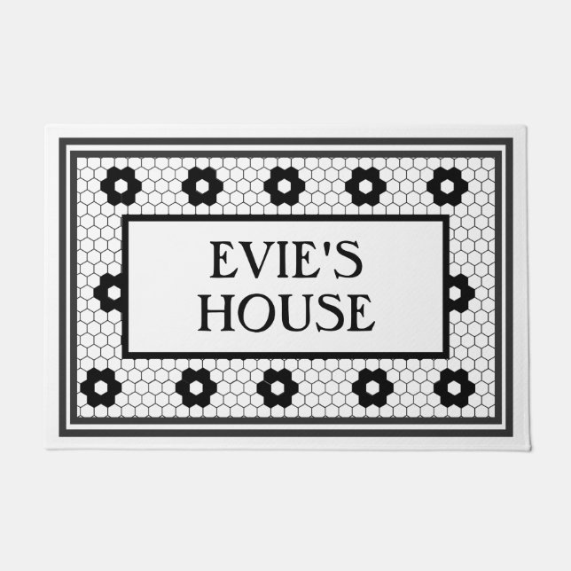 Special request 3 Black and White Tile Design Doormat (Front)