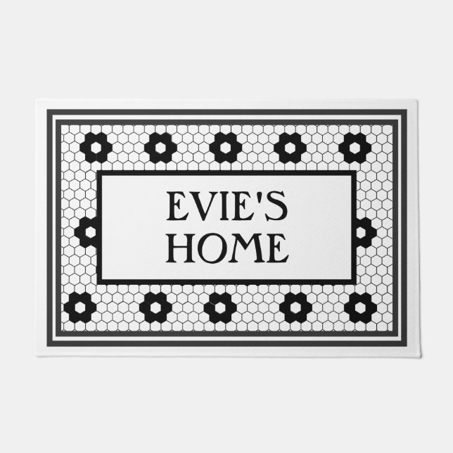 Special request Black and White Tile Design Custom Doormat (Front)