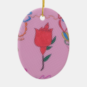 Special Rose  Design Ceramic Tree Decoration