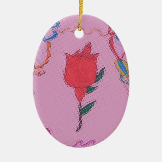 Special Rose  Design Ceramic Tree Decoration (Front)