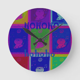 Special  Santa HoHoho Pop Art colours Round Clock