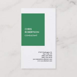 Special Sea Green White Modern Unique Minimalist Business Card