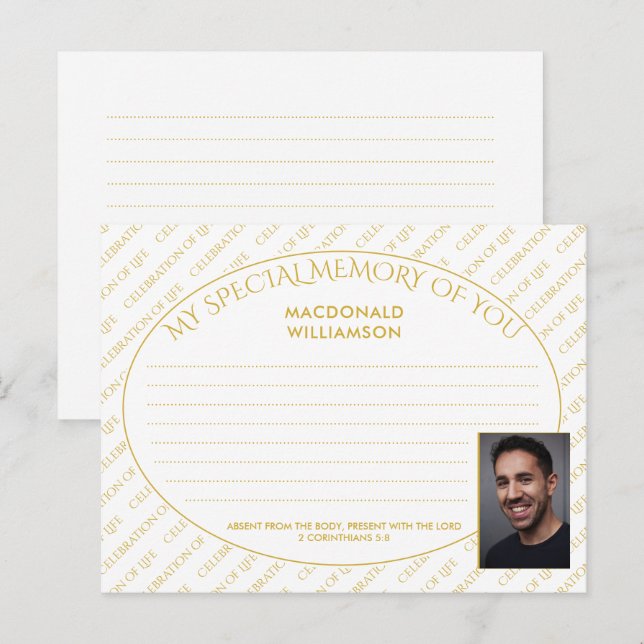 SPECIAL SHARE MEMORY OF YOU Photo Mourners Card (Front/Back)