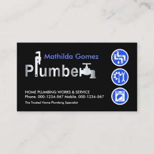 Special Silver Plumber Signage Plumbing Business Card
