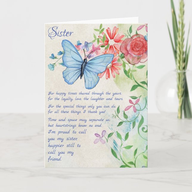 Special Sister, Friend Poem Card (Front)