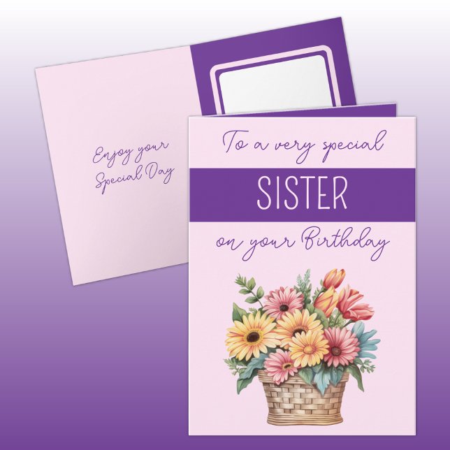 Special Sister gerbera purple pink birthday Card (Creator Uploaded)