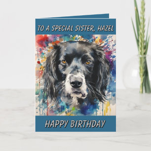 Special Sister Personalised birthday card dog pic