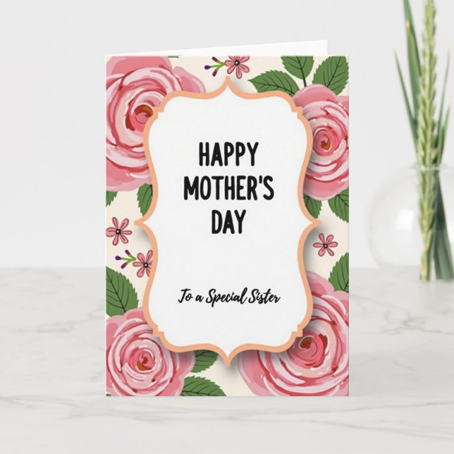 Special Sisters Day Roses Card (Front)