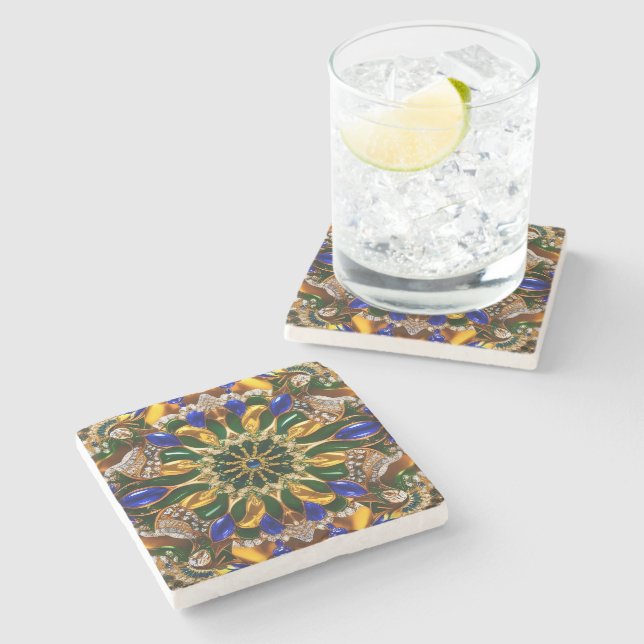 Special stone coaster with Brazil Colours (Side)
