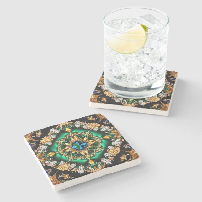 Special stone coaster with Brazilian Colours (Side)