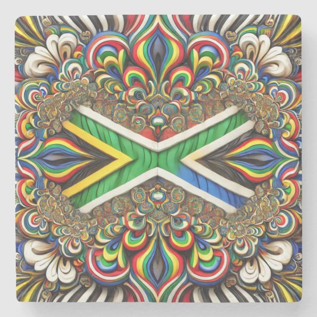 Special stone coaster with South African Colours (Front)