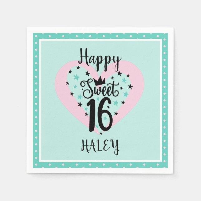 Special Sweet 16 Birthday Party Napkin (Front)
