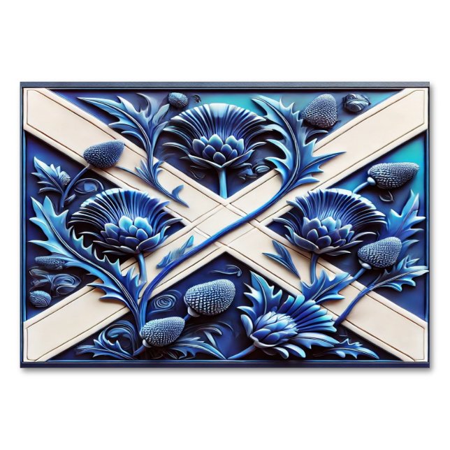 Special table card with Scottish Thistles (Front)