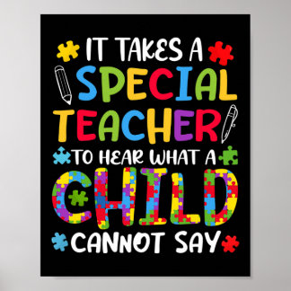 Special Teacher To Hear Child Autism Awareness Aut Poster