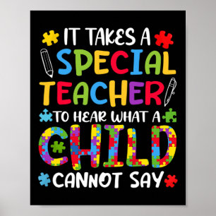 Special Teacher To Hear Child Autism Awareness Aut Poster