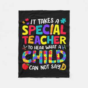 Special Teacher To Hear What A Child Autism Awaren Fleece Blanket