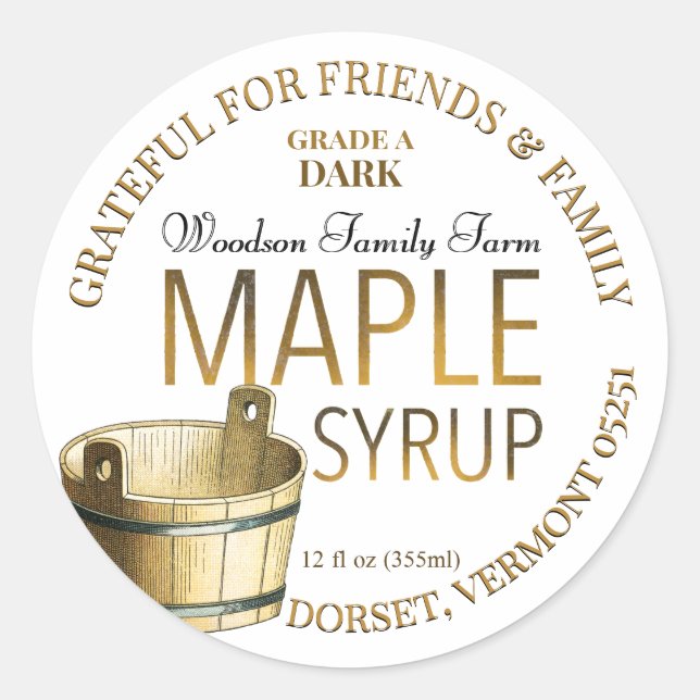 Special Thanksgiving Christmas Maple Syrup Gift Classic Round Sticker (Front)