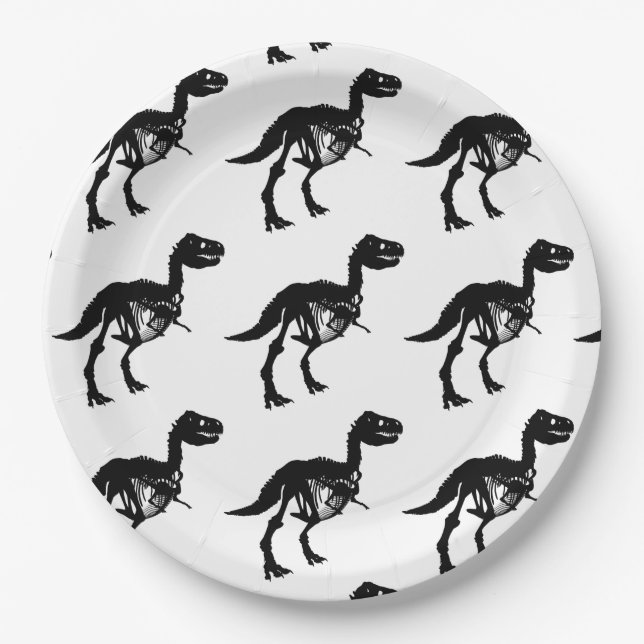 Special unique dinosaur skeleton party plates (Front)
