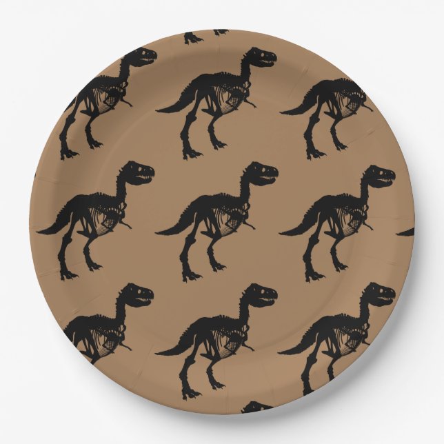 Special unique dinosaur skeleton party plates (Front)
