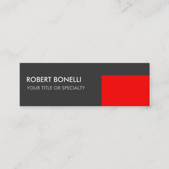 Special Unique Grey Red Elegant Modern Mini Business Card (Front)