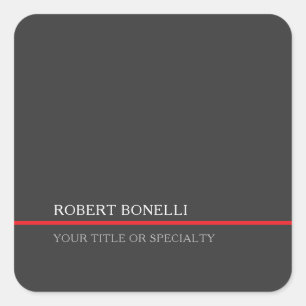 Special Unique Grey Red Elegant Modern Square Sticker