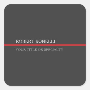 Special Unique Grey Red Elegant Modern Square Sticker