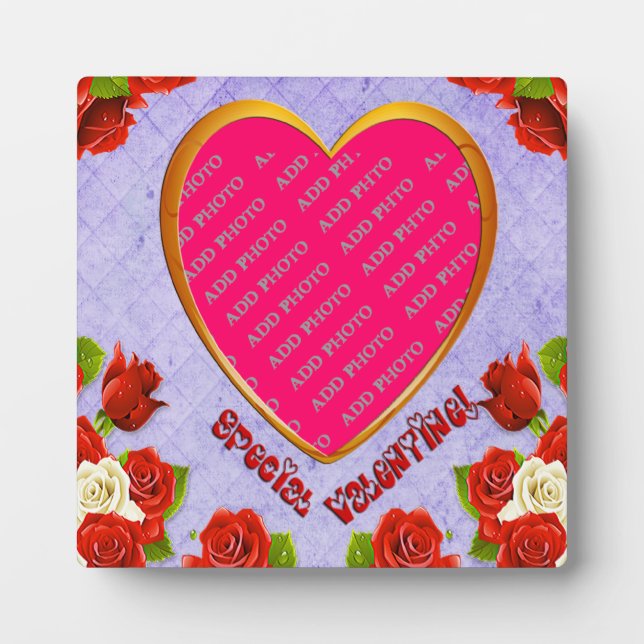 Special Valentine Heart Frame Add Photo Plaque (Front)