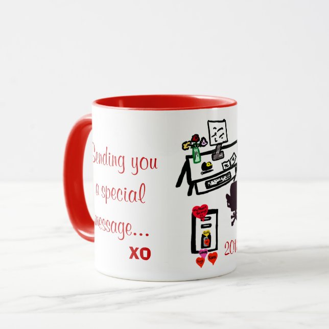 Special Valentine Love Hearts Office Desk Mug (Front Left)