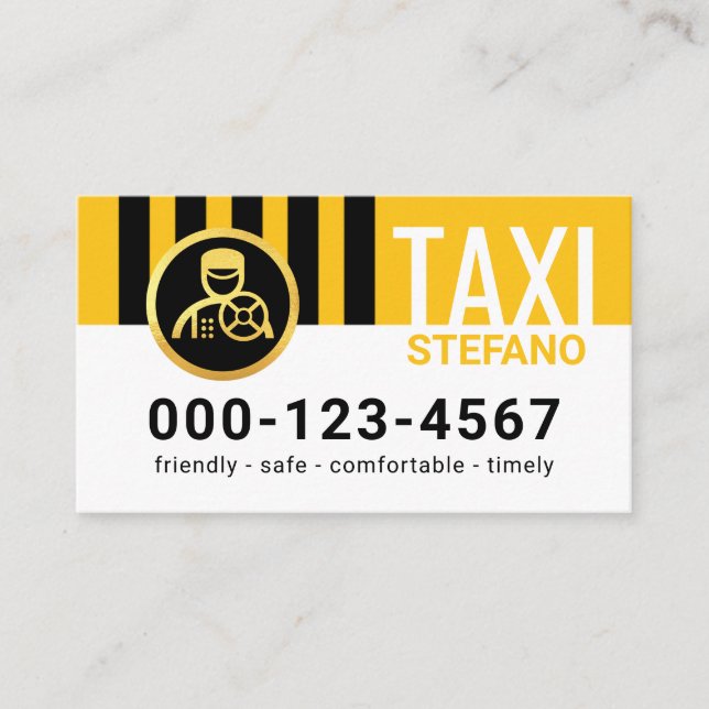 Special Vertical Black Taxi Stripes Business Card (Front)