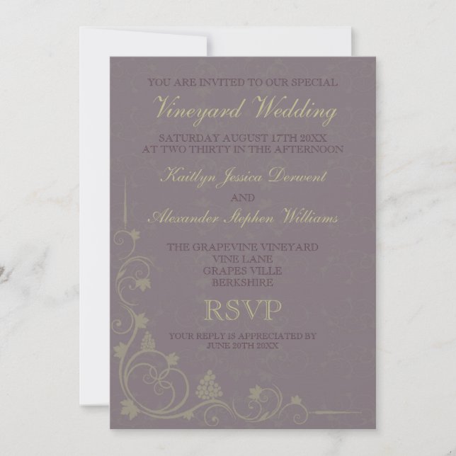 Special Vineyard Wedding Invitations (Front)