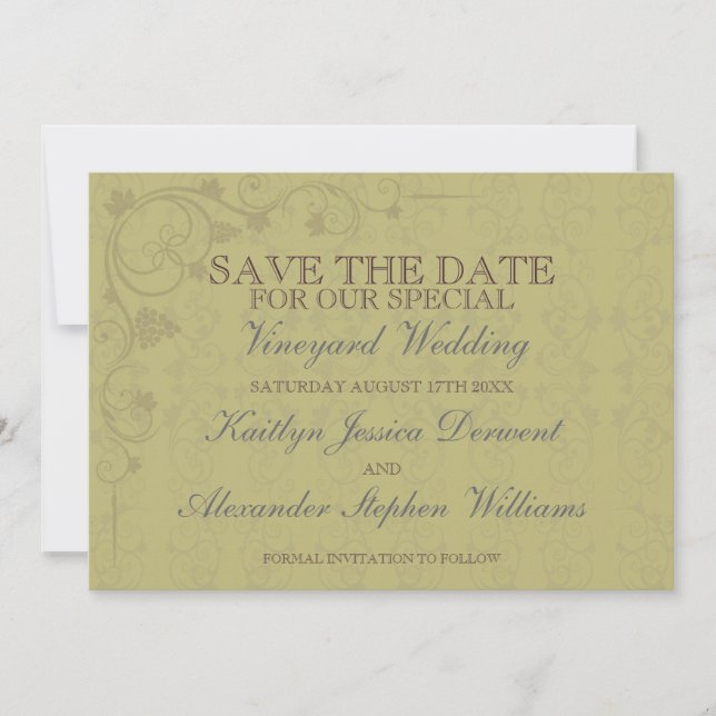 Special Vineyard Wedding Save The Date (Front)