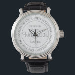 Special Wedding Anniversary Watch<br><div class="desc">Gift watch for husband on his wedding anniversary. Special watch with printed message. Wedding anniversary gift. Watch has inscription plus the the printed message "With Love". Also shows the names of each partner.</div>