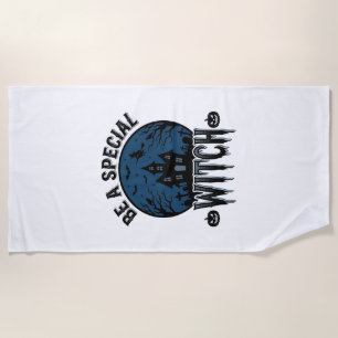Special Witch Halloween Vintage Engraving Design_1 Beach Towel