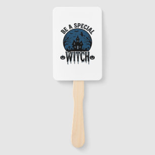 Special Witch Halloween Vintage Engraving Design_1 Hand Fan