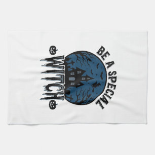 Special Witch Halloween Vintage Engraving Design_1 Tea Towel