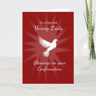Special Young Lady Confirmation Religious Red Dove Card