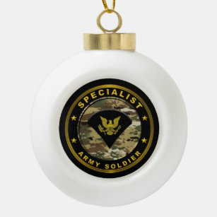 Specialist Army Soldier  Ceramic Ball Christmas Ornament