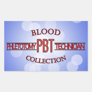 SPECIALIST PBT PHLEBOTOMY TECH BLOOD COLLECTION RECTANGULAR STICKER