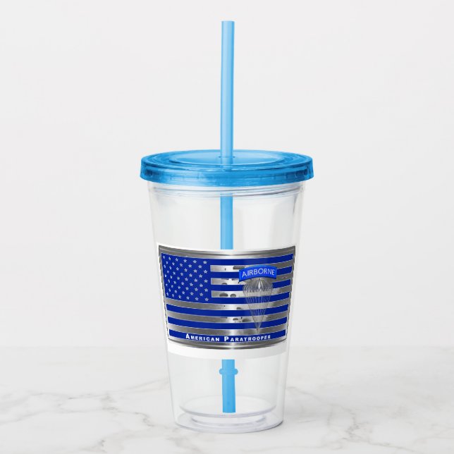 Specially Designed American Paratrooper Flag Acrylic Tumbler (Front)